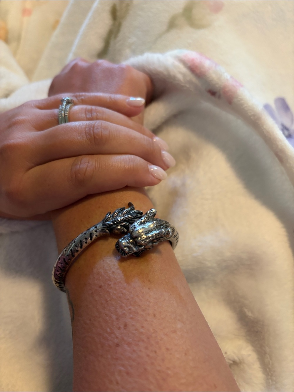 Silver Dragon Cuff Bracelet - Reptile Inspired Pet Accessory